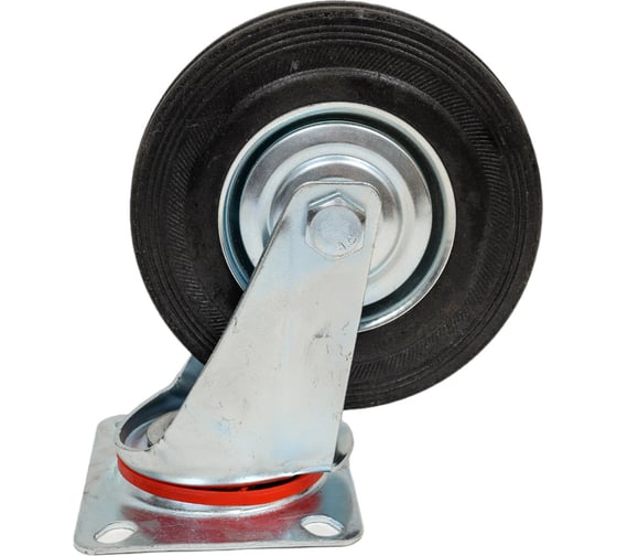 Изображение товара Опора колёсная поворотная 125 мм, чёрная резина, оцинкованная сталь Локри SC55