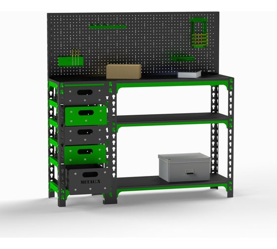 Изображение товара Стол-верстак Metalex c одной тумбой + перфопанель 950x1400x500 мм SVTIP951450