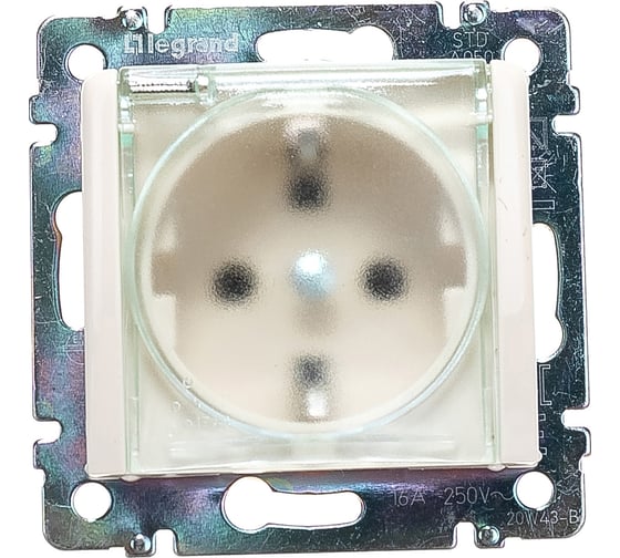 Изображение товара Розетка Legrand с заземлением IP44 Legrand Valena со шторками с защитной крышкой 16А 250В винтовые зажимы слоновая кость 695640