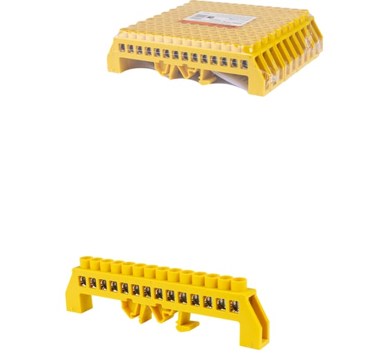 Изображение товара Шина TDM ELECTRIC PE земля, в желтом изоляторе, на DIN-рейку 8x12 мм, 14 групп SQ0801-0218