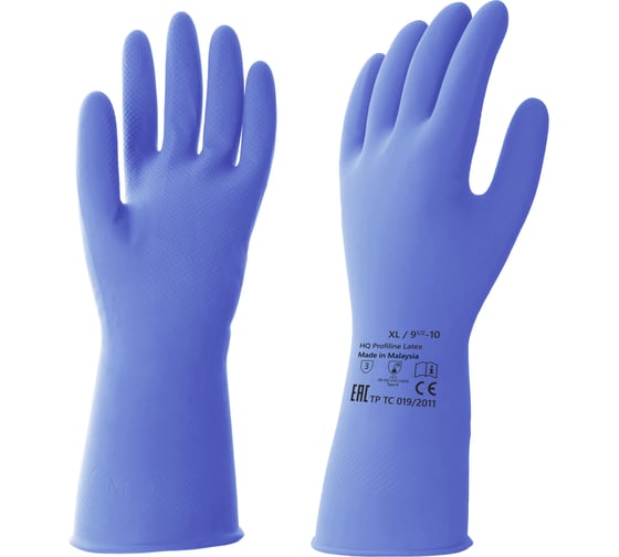 Изображение товара Латексные многоразовые перчатки HQ profiline КЩС  синие, р. XL 74736