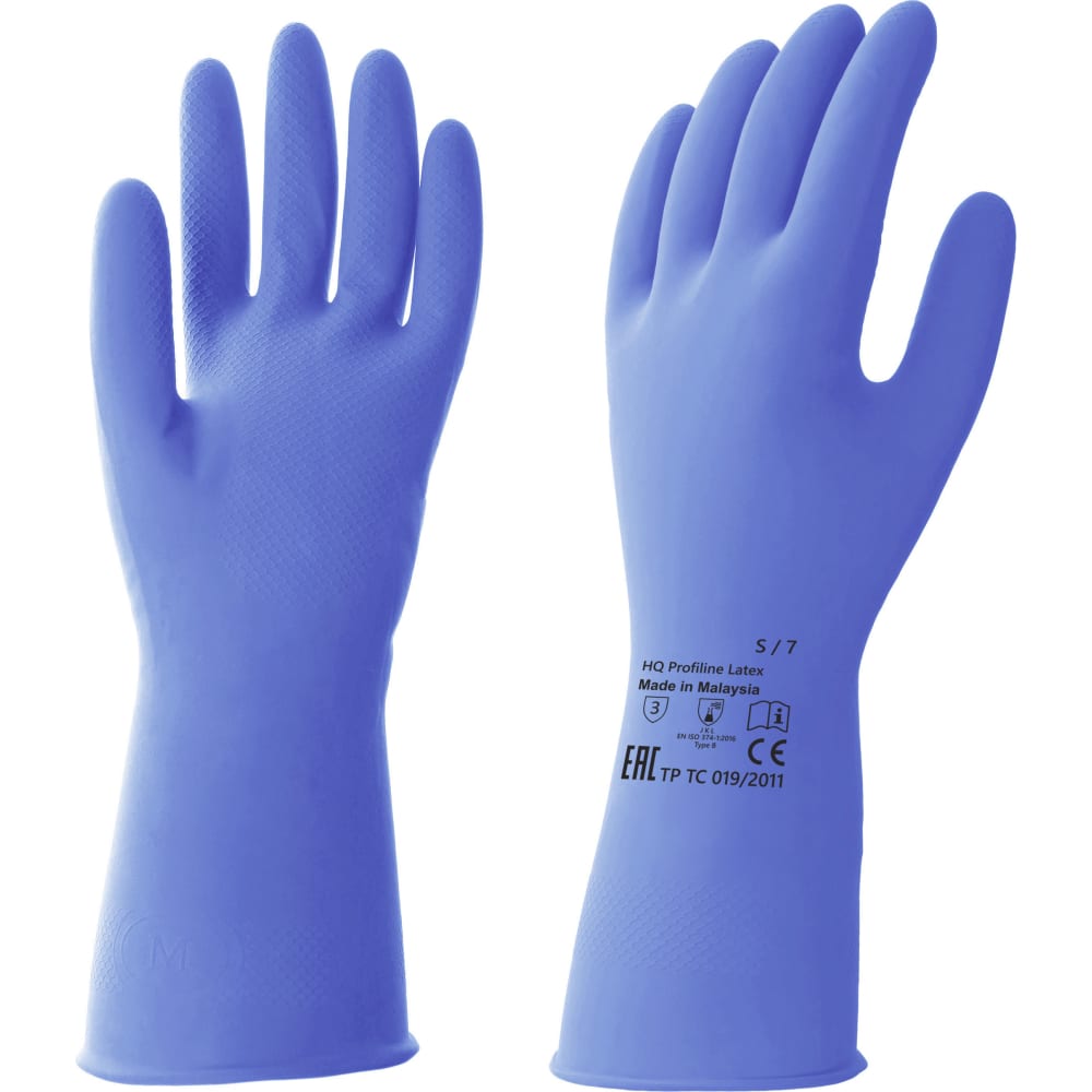 Латексные многоразовые перчатки HQ profiline перчатки хоз латексные лайма премиум многоразовые х б напыление суперплотные m средний 600571 12шт партия