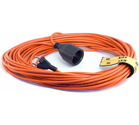 Изображение товара Силовой удлинитель LUX без катушки УС1-О-20 (11120) ПВС 2x1, 20м, 1 розетка б/з 4606400420934