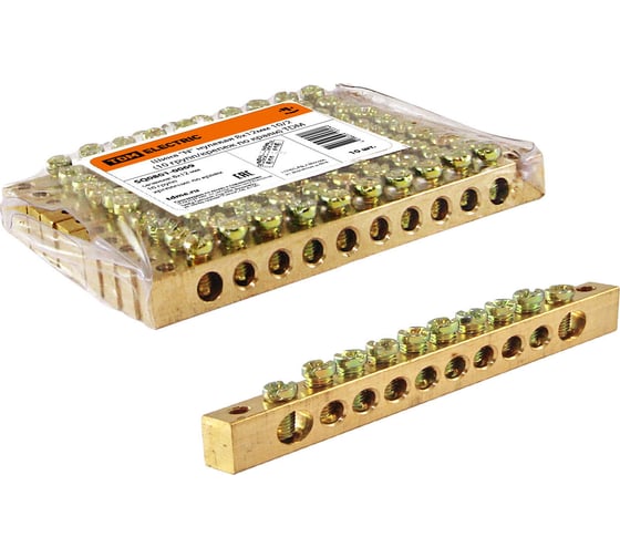 Изображение товара Шина TDM ELECTRIC N нулевая, 8x12 мм, 10/2, 10 групп, крепеж по краям SQ0801-0069