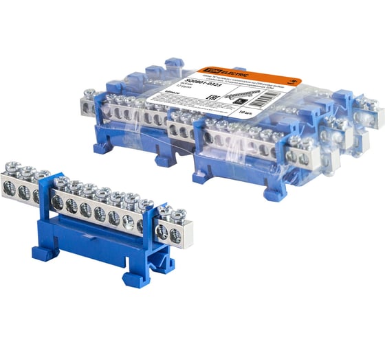 Изображение товара Шина TDM ELECTRIC N нулевая, с изолятором на DIN-рейку, 6x9 мм, стойка мал. 12 групп, никелированная SQ0801-0323