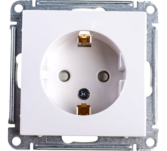 Изображение товара Розетка с заземлением и защитными шторками, белая WESSEN 59 Systeme Electric RS16-152-1-86