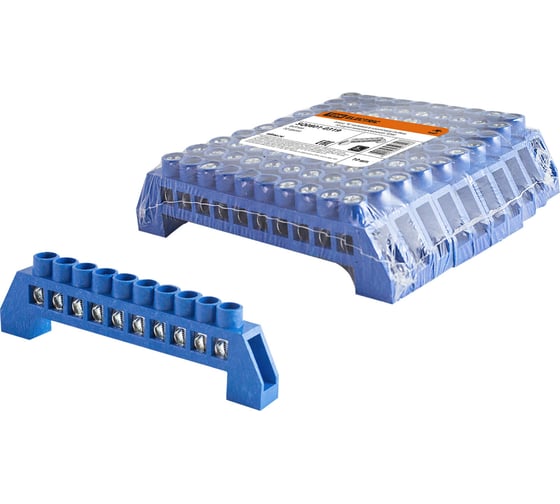 Изображение товара Шина TDM ELECTRIC N нулевая, в изоляторе 6x9 мм, 10 групп, никелированная SQ0801-0319