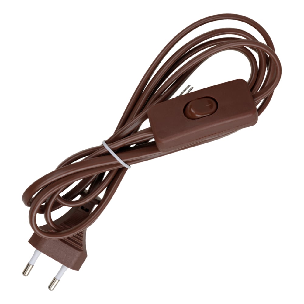 Изображение товара Шнур TDM ELECTRIC с выключателем 2 м коричневый ШУ01В ШВВП 2x0,75мм2