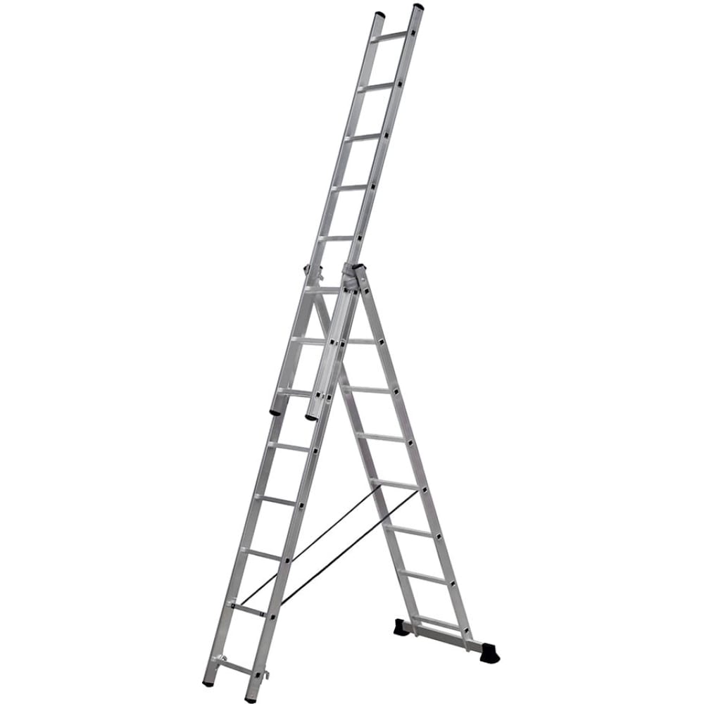 Алюминиевая трехсекционная лестница-стремянка SevenBerg трехсекционная универсальная лестница tribilo 3х9