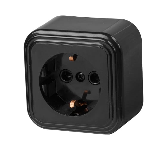 Изображение товара Наружная розетка ЮПИТЕР с заземлением Стандарт черная JP7412-03