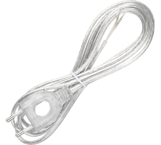 Изображение товара Шнур TDM ELECTRIC с плоской вилкой с вырезом ШУ04 ШВВП 2x0,75мм2 1,7 м. прозрачный SQ1305-0034