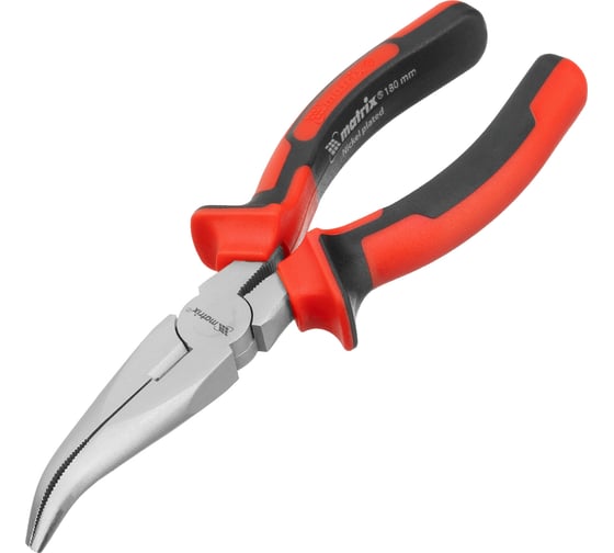 Изображение товара Изогнутые никелированные длинногубцы 180 мм, двухкомпонентные рукоятки MATRIX NICKEL 17422