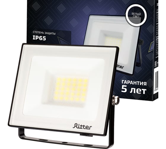 Изображение товара Светодиодный прожектор RITTER серия PROFI 230В 30 Вт 4000К 3000Лм IP65 черный 53416 1