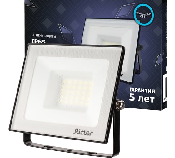 Изображение товара Светодиодный прожектор RITTER серия PROFI 230В 30 Вт 6500К 3000Лм IP65 черный 53407 9