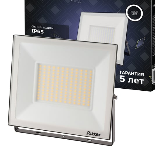 Изображение товара Светодиодный прожектор RITTER серия PROFI 230В 100 Вт 4000К 10000Лм IP65 черный 53419 2