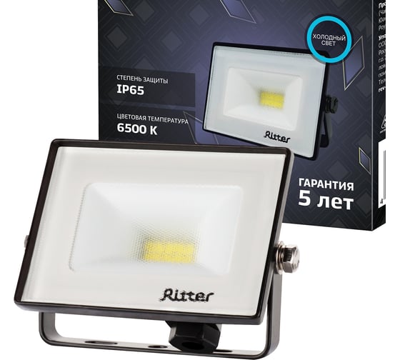 Изображение товара Светодиодный прожектор RITTER серия PROFI 230В 10 Вт 6500К 1000Лм IP65 черный 53405 5