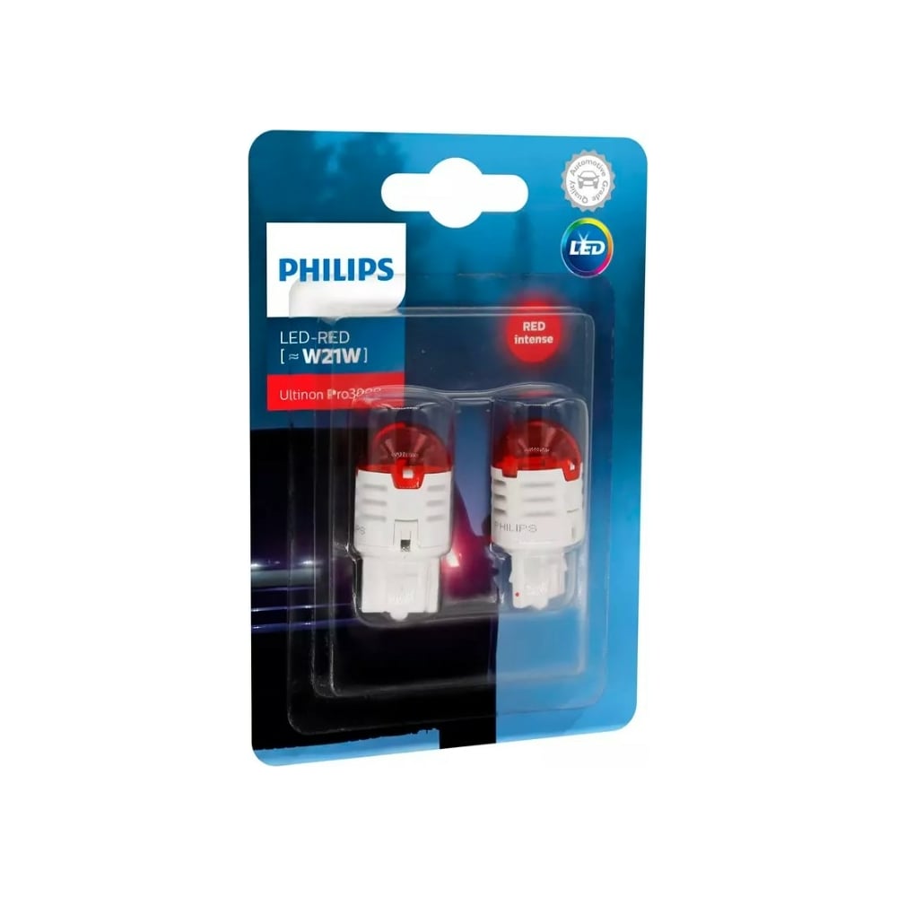 Изображение товара Автолампа PHILIPS W21W LED RED Ultinon Pro3000 SI 12 В для автомобиля