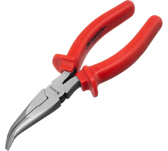 Изображение товара Длинногубцы MATRIX Econom, 180 мм, изогнутые шлифованные, пластмассовые рукоятки// 17495