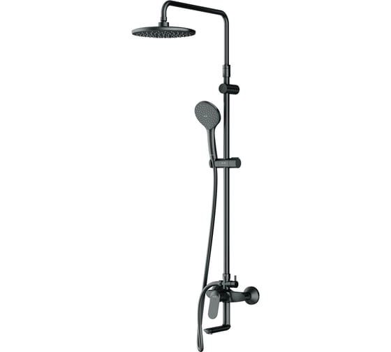Изображение товара Душевая система AM.PM Sunny смеситель для ванны/душа, верхний душ d220 мм, ручной душ 110 мм, 1 функция, черный F0785C922