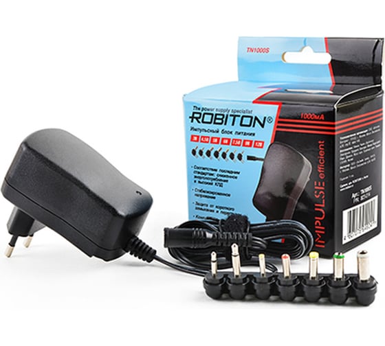 Изображение товара Адаптер/блок питания Robiton TN1000S 1000мА импульсный 14527
