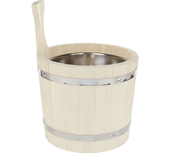 Изображение товара Ушат Банная линия 5 л, с нержавеющей вставкой, липа 12-434