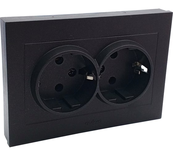 Изображение товара 2-местная розетка OVIVO с заземлением GRANO, черный металлик, 400-170300-907