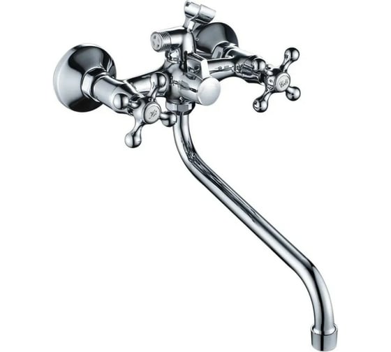 Изображение товара Смеситель для ванны Rainsberg с круглым изливом, 35 см, двухвентильный, глянцевый хром R50123F