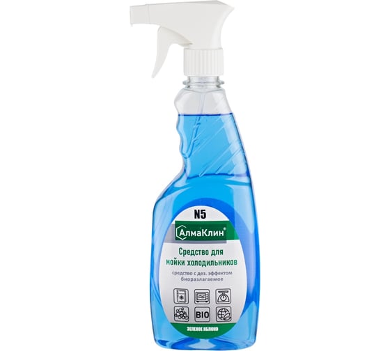 Изображение товара Нейтральное моющее средство для холодильников ООО "БАЗОВАЯ ДЕЗИНФЕКЦИЯ" АлмаКлин N5, 0.5 л, триггер N5-З/Я-0,5Л