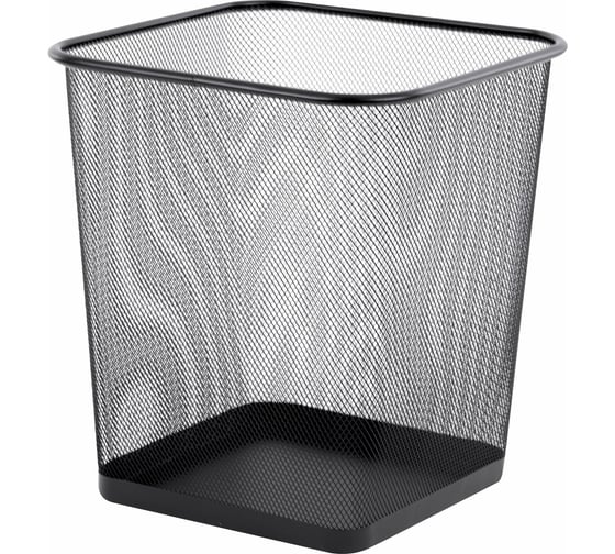Изображение товара Корзина для бумаг BRAUBERG Germanium квадратная, 14 литров, металл, черная 237975