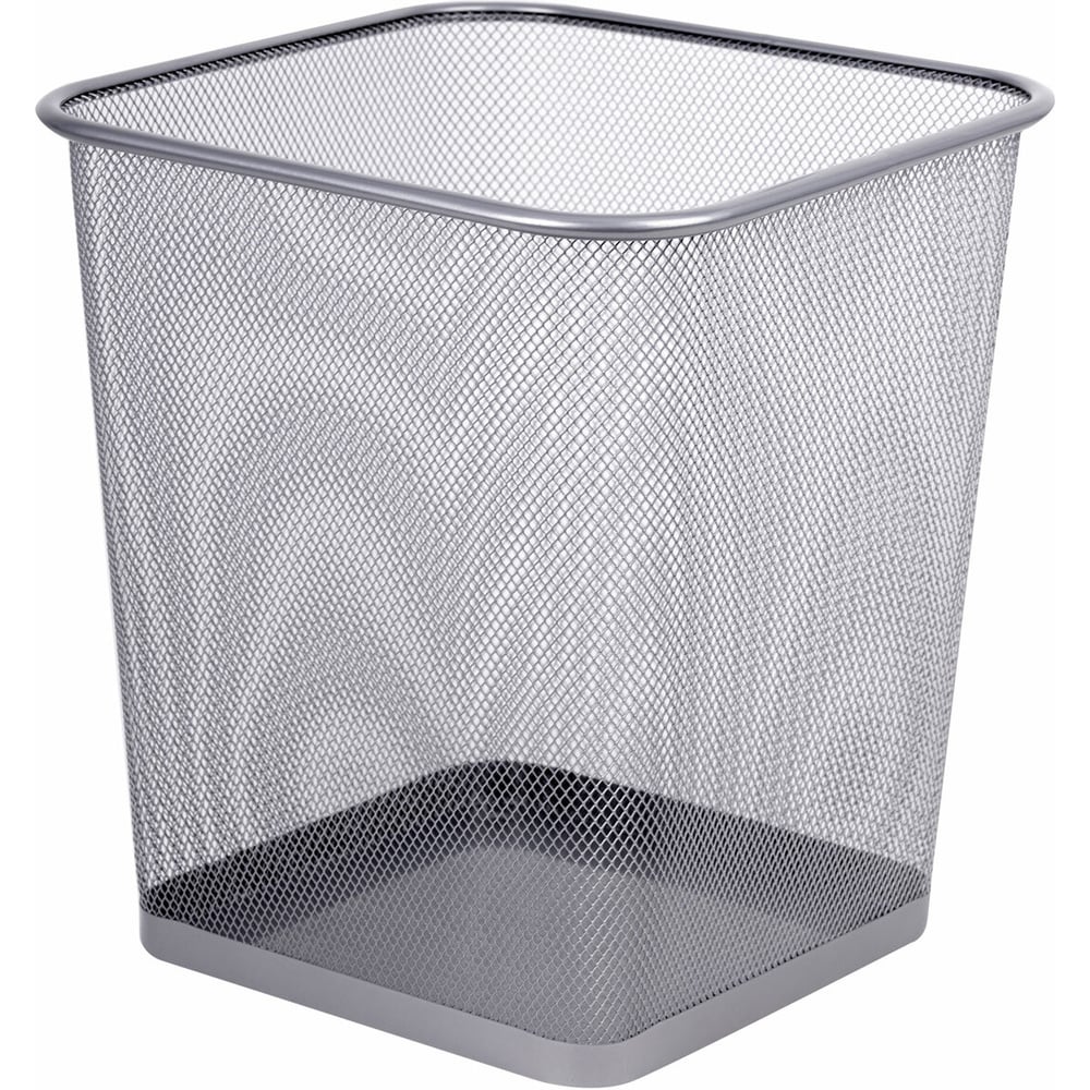 Изображение товара Корзина для бумаг BRAUBERG Germanium квадратная, 17 литров, металл, серебро 237976