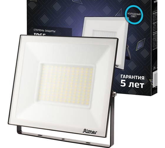 Изображение товара Светодиодный прожектор RITTER серия PROFI 230В 100 Вт 6500К 10000Лм IP65 черный 53410 9