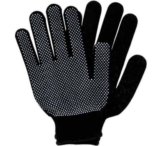 Изображение товара Защитные перчатки ООО Комус нейлон с ПВХ покрытием, черные, 13 класс, 12 пар 1373345