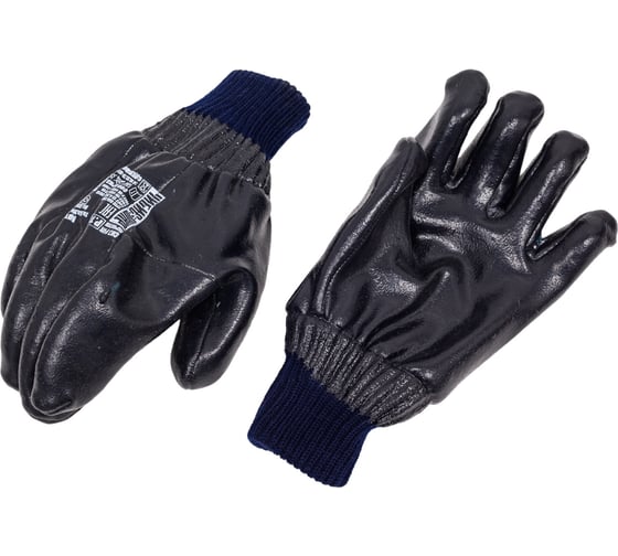 Изображение товара Утепленные перчатки от химикатов ООО Комус Чибис ШНР, хлопок с нитрильным покрытием, синие, р. 11/XXL 1473856
