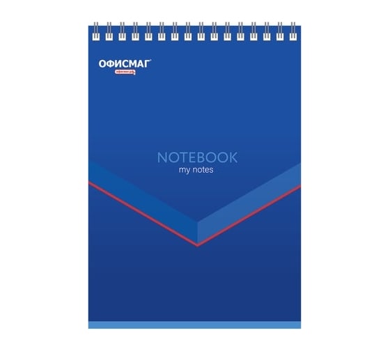 Изображение товара Блокнот ОФИСМАГ А5, 146x205 мм, 80 л, гребень, картон, жесткая подложка, клетка, синий 129867