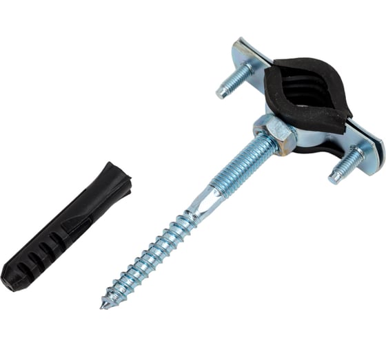 Изображение товара Металлический хомут RTP 15-19 (3/8") М8 в комплекте с дюбелем и шпилькой 29493