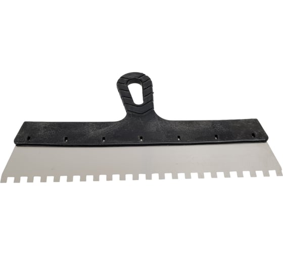 Изображение товара Нержавеющий зубчатый шпатель с пластмассовой ручкой, 350мм, зуб 8х8мм STAYER 1009-35-08