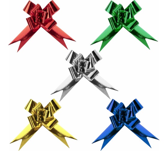 Изображение товара Бант-бабочка для подарка ЗОЛОТАЯ СКАЗКА 3 см, набор 10 шт, металлизированные цвета ассорти 591838