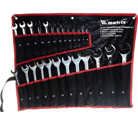 Изображение товара Набор комбинированных ключей, 6 - 32 мм, 25 шт., MATRIX 15425