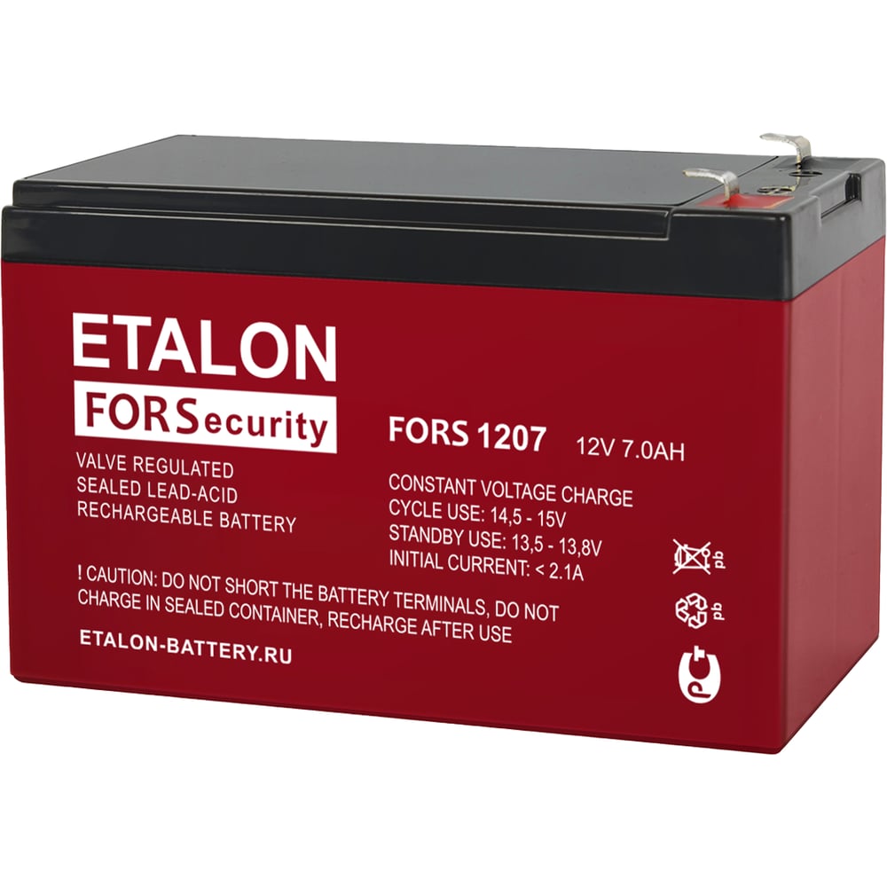 Изображение товара Аккумулятор ETALON FORS 1207 7 Ач 12 В AGM с клеммами F1 Изображение товара Аккумулятор ETALON FORS 1207 7 Ач 12 В AGM с клеммами F1