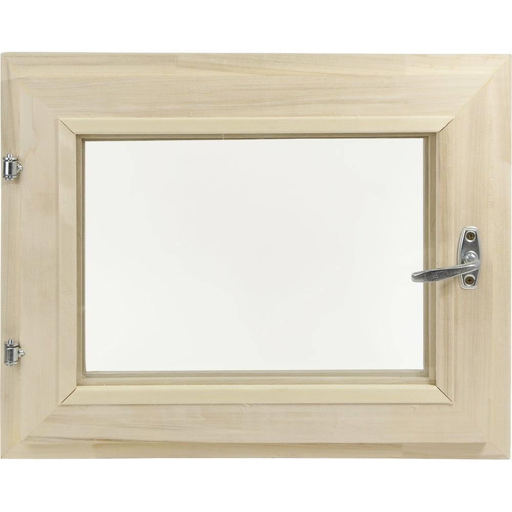 Изображение товара Форточка в парную Банная линия 40x50 см, липа, двойное стекло, ручка, затвор, петли в комплекте 12-987