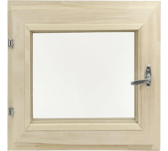 Изображение товара Форточка в парную Банная линия 50x50 см, липа, двойное стекло, ручка, затвор, петли в комплекте 12-988