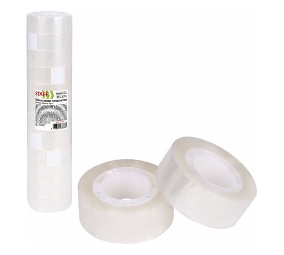 Изображение товара Канцелярские клейкие ленты STAFF 19 мм х 33 м, Classic, 12 шт., прозрачные 271261
