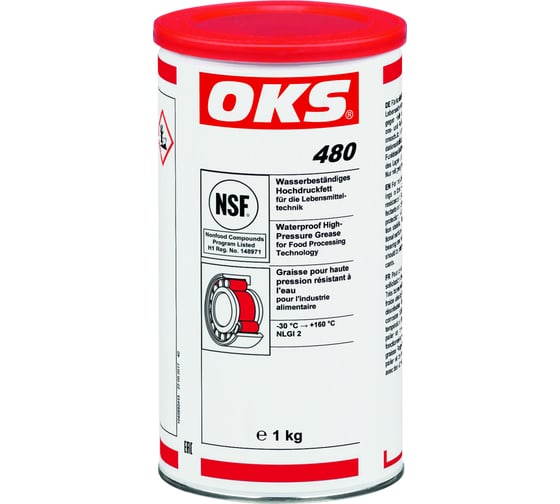Изображение товара Водостойкая смазка с пищевым допуском для высоких нагрузок OKS 480, банка 1кг 339553