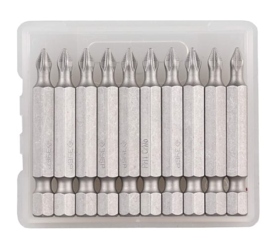 Изображение товара Биты "МАСТЕР" кованые 10 шт. (50 мм; PH1; хвостовик E 1/4") Зубр 26001-1-50-10