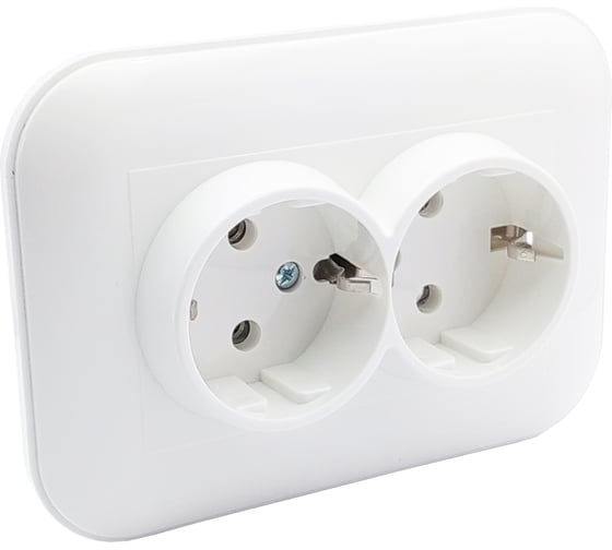 Изображение товара 2-местная розетка OVIVO с заземлением LOFT, белый, 404-010301-907