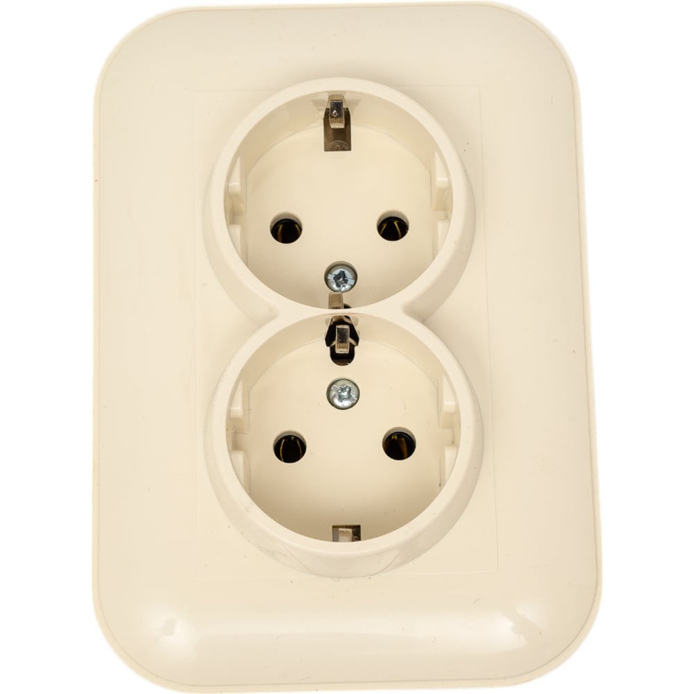 Изображение товара 2-местная розетка OVIVO LOFT с заземлением кремовая встроенная
