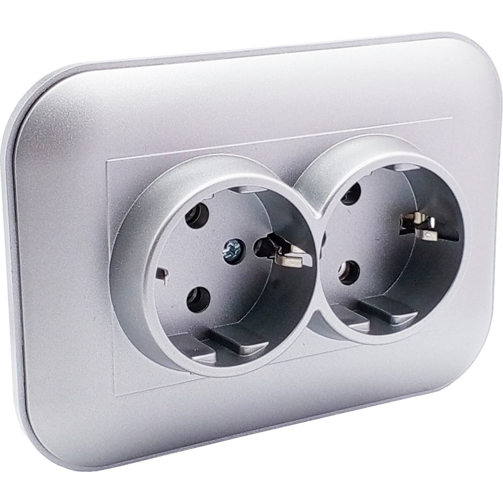 Изображение товара 2-местная розетка OVIVO LOFT с заземлением, серебро