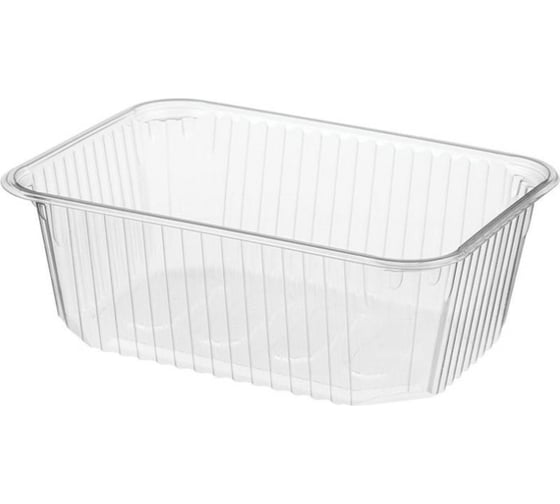 Изображение товара Одноразовый контейнер ЮПЛАСТ 1000 мл, без крышки, 186x132 мм, прозрачные, ПП, комплект 100 шт. 607545