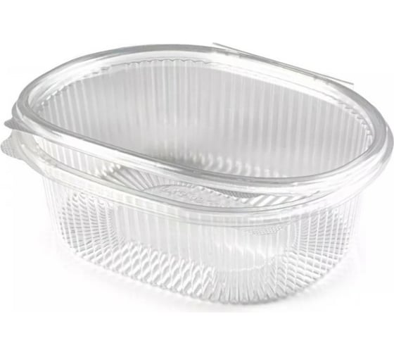 Изображение товара Одноразовый контейнер ЮПЛАСТ овальный, 750 мл, с крышкой, Юп-ркс, прозрачный, ПЭТ, комплект 420 шт. 608015