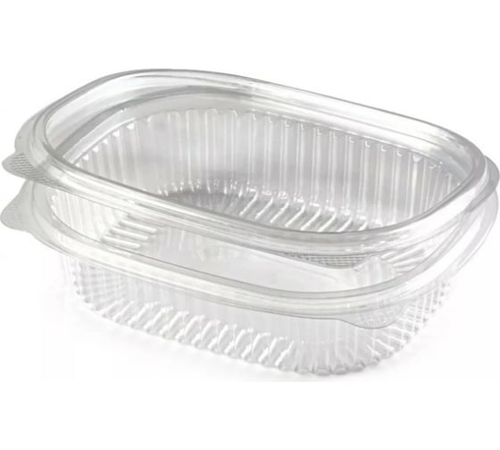 Изображение товара Одноразовый контейнер ЮПЛАСТ овальный, 350 мл, с крышкой, Юп-ркс, прозрачный, ПЭТ, комплект 360 шт. 608013